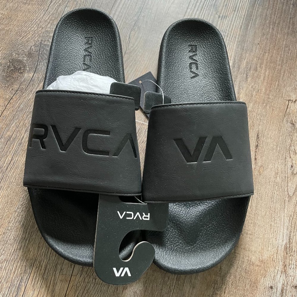 New Black Men's RVCA Sandals Slides Size 12